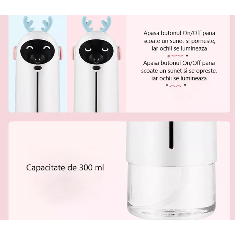 Casa si Gradina - Sanitare - Suporturi si accesorii baie - Dispensere - Dispenser, dozator pentru sapun spuma, automat cu senzor infrarosu, reincarcabil, Ren, Alb - Infinity.ro