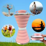 Sport si Outdoor - Echipament Sportiv - Accesorii echipament sportiv - Bidoane si shakere - Sticla pliabila pentru apa, ultra small 4-18 cm, silicon alimentar, non BPA, fara scurgeri 500 ml, pink - Infinity.ro