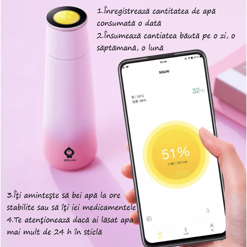 Casa si Gradina - Bucatarie si vesela - Accesorii bar - Termosuri si Cani termos - Termos inteligent cu ecran personalizabil LCD, comutare tactila, afisaj temperatura si timp - Infinity.ro