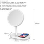 Ingrijire personala si Cosmetice - Machiaj - Oglinzi cosmetice - Oglinda make-up led, multifunctionala, smart touch control, 3 intensitati, incarcare wireless telefon, Alb - Infinity.ro