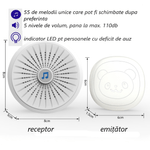 Casa si Gradina - Electrice - Accesorii electrice - Sonerii electrice - Sonerie pentru animale, fara fir, distanta 300m, impermeabila,  55 de melodii, volum reglabil in 5 trepte, Alb - Infinity.ro