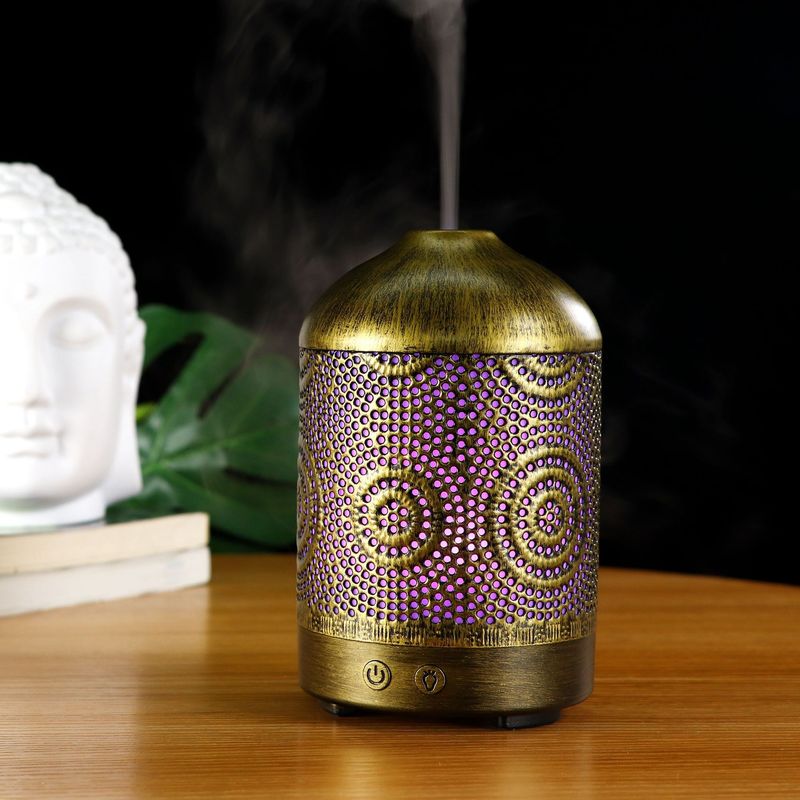 Casa si Gradina - Decoratiuni - Aromaterapie si lumanari - Difuzoare aromaterapie - Difuzor uleiuri aromaterapie PetraBliss, hand-made din fier forjat, umidificator, lampa de veghe cu 7 optiuni de culori - Infinity.ro