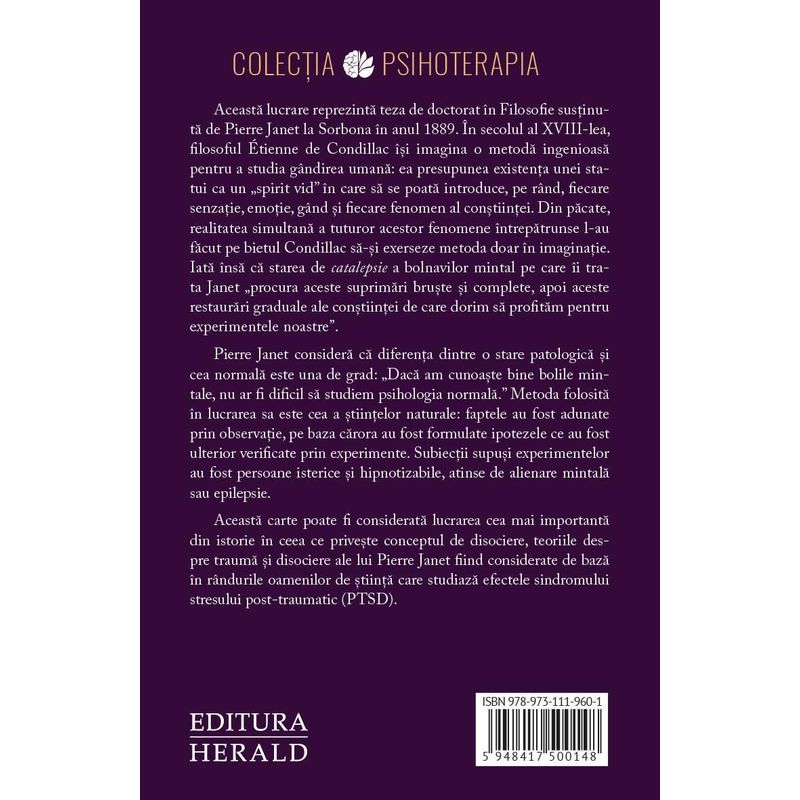 Carti si Birotica - Carti - Psihologie - Automatismul psihologic - I - Experimente ce stau la baza noilor teorii despre trauma si disociere - Infinity.ro