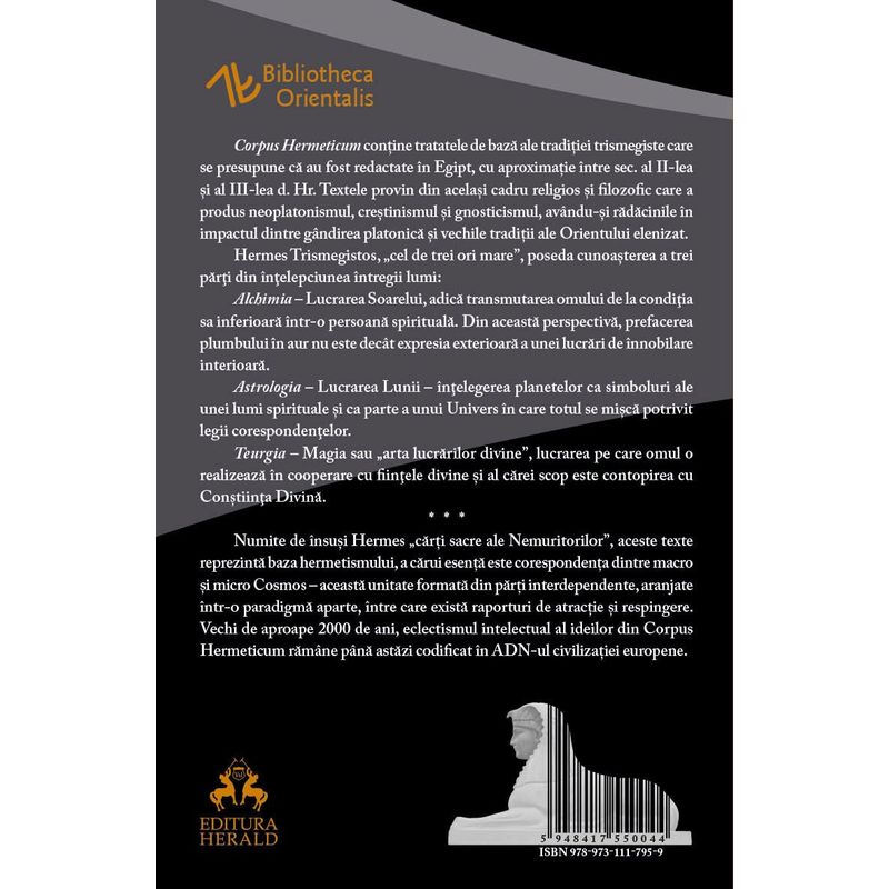 Carti si Birotica - Carti - Religie - Corpus Hermeticum - Textele fundamentale si invataturile tainice de initiere in hermetism - Infinity.ro