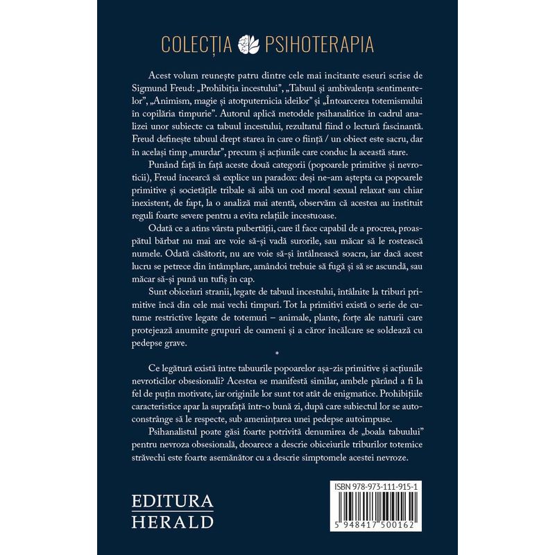 Carti si Birotica - Carti - Psihologie - Totem si tabu - O interpretare psihanalitica a vietii sociale a popoarelor primitive - Infinity.ro
