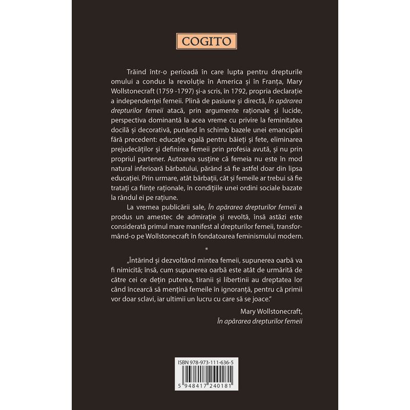 Carti si Birotica - Carti - Stiinte sociale si politica - In apararea drepturilor femeii - Infinity.ro