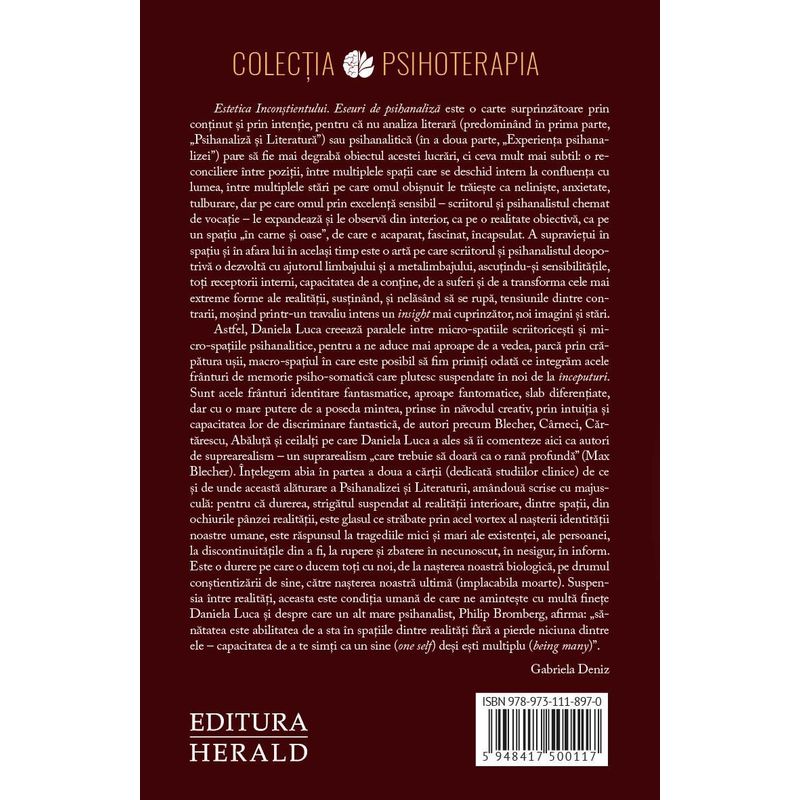 Carti si Birotica - Carti - Psihologie - Estetica inconstientului - Eseuri de psihanaliza - Infinity.ro