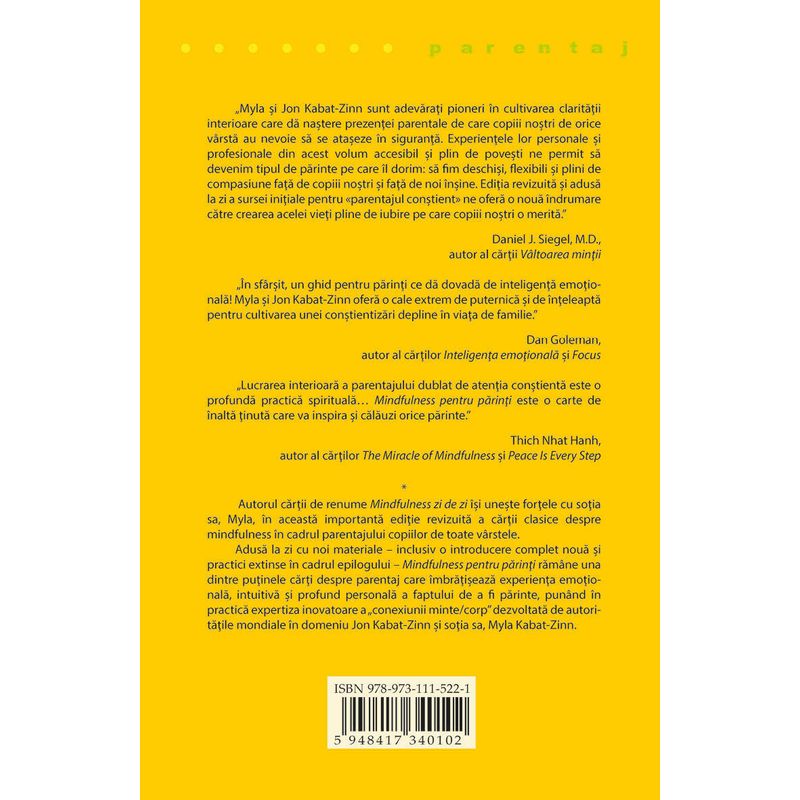 Carti si Birotica - Carti - Parenting - Mindfulness pentru parinti - Cand fiecare zi este o binecuvantare - Infinity.ro