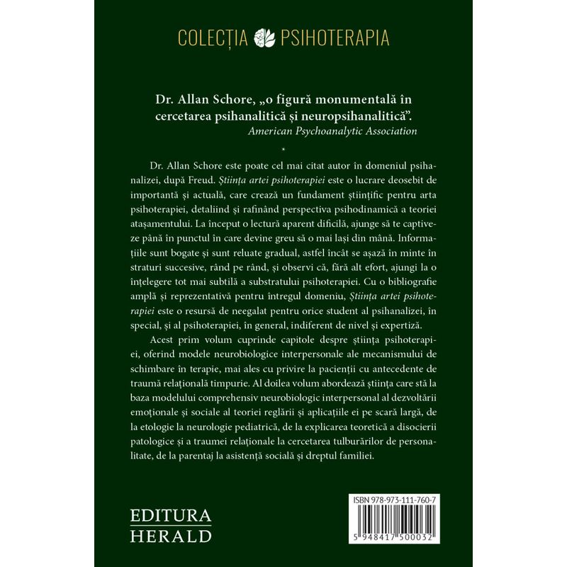 Carti si Birotica - Carti - Psihologie - Stiinta Artei Psihoterapiei - I - Terapia reglarii afectului si neuropsihanaliza clinica (Vol.1) - Infinity.ro