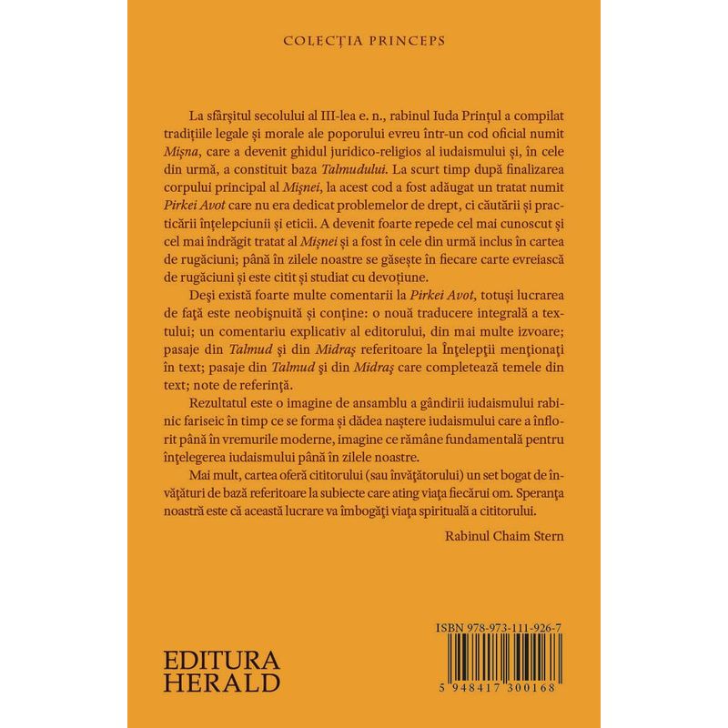 Carti si Birotica - Carti - Religie - Pirkei Avot - Cuvintele de intelepciune si invataturile Parintilor din traditia iudaica - Infinity.ro