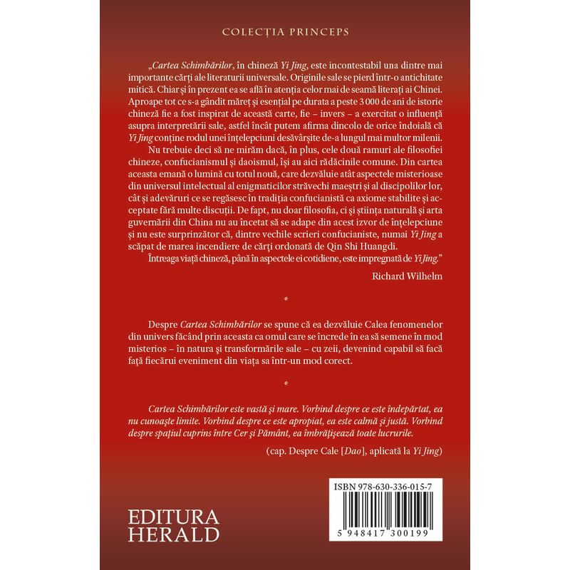 Carti si Birotica - Carti - Religie - Yi Jing - Cartea schimbarilor - Infinity.ro