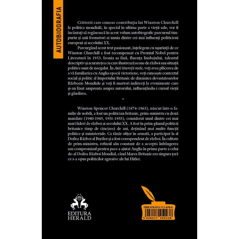 Carti si Birotica - Carti - Dezvoltare personala - Winston Churchill - Anii tineretii mele (Autobiografia) - Infinity.ro