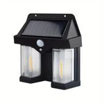 Casa si Gradina - Corpuri si surse de iluminat - Veioze si lampi - Lampadare - Lampa solara dubla pentru perete, 2W, 1200LM, protectie intemperii IP65, pentru casa sau gradina, negru - Infinity.ro