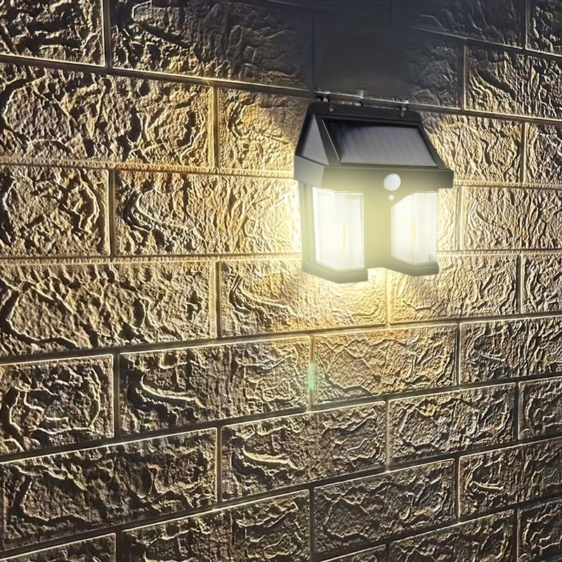 Casa si Gradina - Corpuri si surse de iluminat - Veioze si lampi - Lampadare - Lampa solara dubla pentru perete, 2W, 1200LM, protectie intemperii IP65, pentru casa sau gradina, negru - Infinity.ro