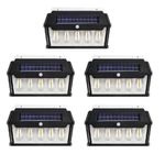 Casa si Gradina - Corpuri si surse de iluminat - Veioze si lampi - Lampadare - Lampa solara de perete cu 5 becuri LED, IP65, unghi inductie 120°, 65W, dimabil, negru - 1 - Infinity.ro