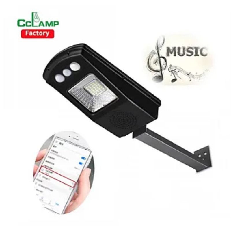 Casa si Gradina - Corpuri si surse de iluminat - Iluminat exterior - Lampi solare - Lampa solara stradala cu difuzor bluetooth si telecomanda Solar Music CL-180 Negru - Infinity.ro