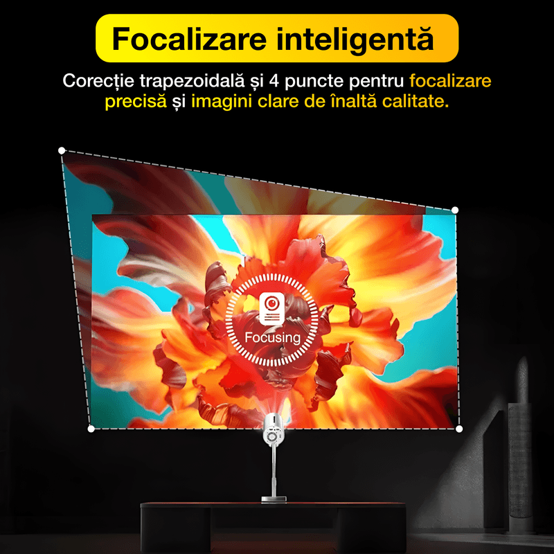 TV, Audio-Video si Foto - Videoproiectoare si accesorii - Videoproiectoare - Mini videoproiector 4K, 3D,1200, 1GB RAM+8GB ROM, wifi, bluetooth, suport telescopic rotativ 90° integrat, sunet HIFI - Infinity.ro