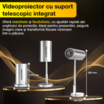 TV, Audio-Video si Foto - Videoproiectoare si accesorii - Videoproiectoare - Mini videoproiector 4K, 3D,1200, 1GB RAM+8GB ROM, wifi, bluetooth, suport telescopic rotativ 90° integrat, sunet HIFI - Infinity.ro