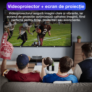 Mini videoproiector 4K 3D LED Q10, 20000 lumeni, 1GB RAM+8GB ROM, WIFI 2.4+5G, control vocal, bluetooth