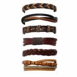 Fashion, accesorii si bijuterii - Barbati - Bijuterii barbati - Bratari barbati - Set bratari cu multiple straturi MBrands pentru barbati, din piele naturala Maro/Negru - Infinity.ro