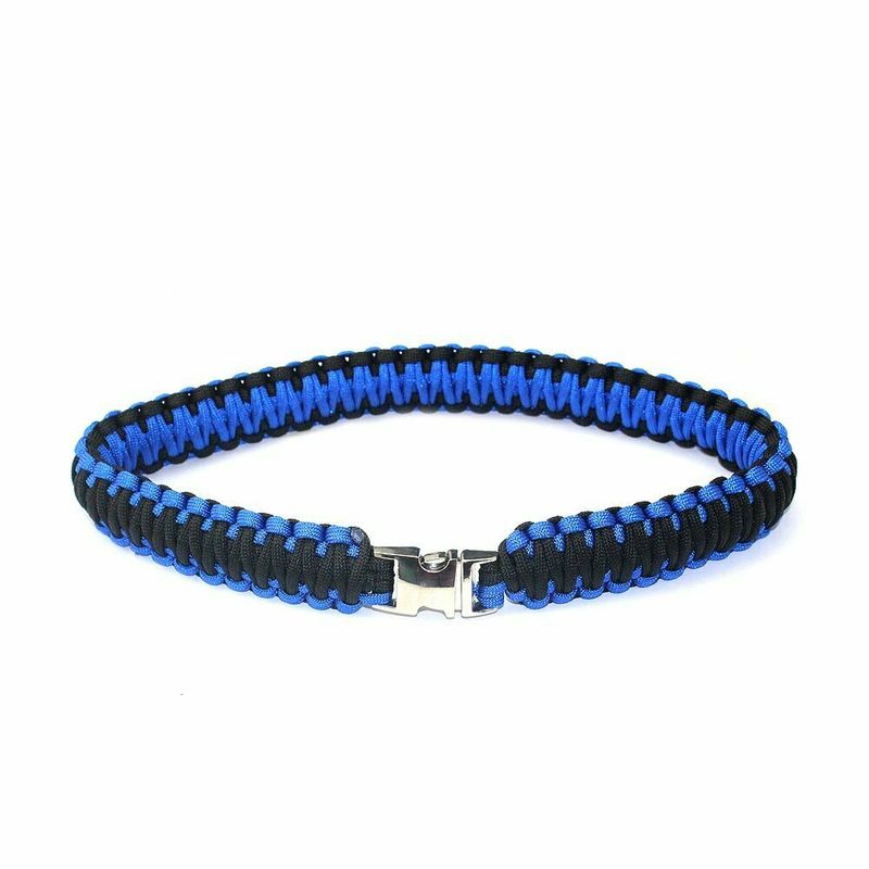 Petshop - Accesorii petshop - Zgarzi, lese si hamuri - Zgarzi - Zgarda Caine, Albastru cu Negru, Lungime Fixa, Catarama Metalica, 55 cm / 30mm - Infinity.ro