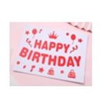 Casa si Gradina - Decoratiuni - Decoratiuni petrecere - Baloane - Autocolant pentru cutiile de baloane cu mesaj - Happy Birthday Rosu - Infinity.ro