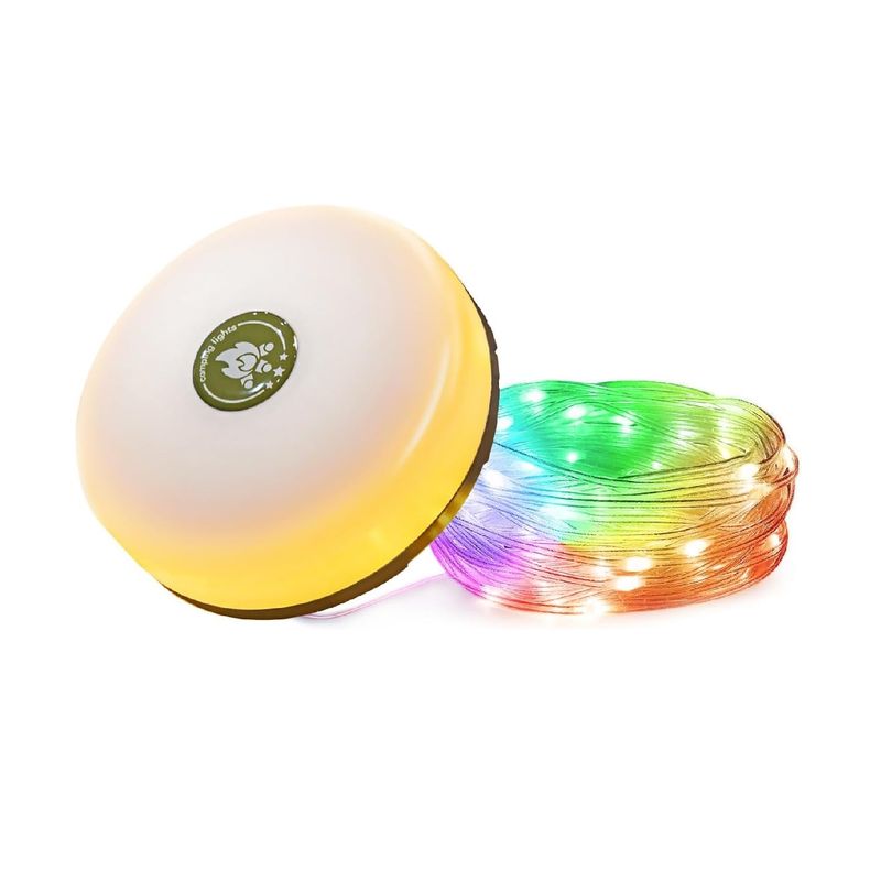 Casa si Gradina - Corpuri si surse de iluminat - Veioze si lampi - Lampadare - Lampa cu banda LED-uri  RGB pentru camping, 8m, IP44, lumina alba calda si colorata, alb - Infinity.ro