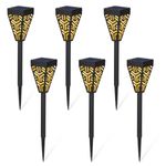 Casa si Gradina - Corpuri si surse de iluminat - Iluminat exterior - Lampi solare - Set cu 6 lampi solare decorative pentru gradina, 2 in 1, suspendata sau infipta, negru, cu lumina alba calda - Infinity.ro