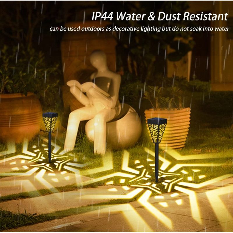 Casa si Gradina - Corpuri si surse de iluminat - Iluminat exterior - Lampi solare - Set cu 6 lampi solare decorative pentru gradina, 2 in 1, suspendata sau infipta, negru, cu lumina alba calda - Infinity.ro