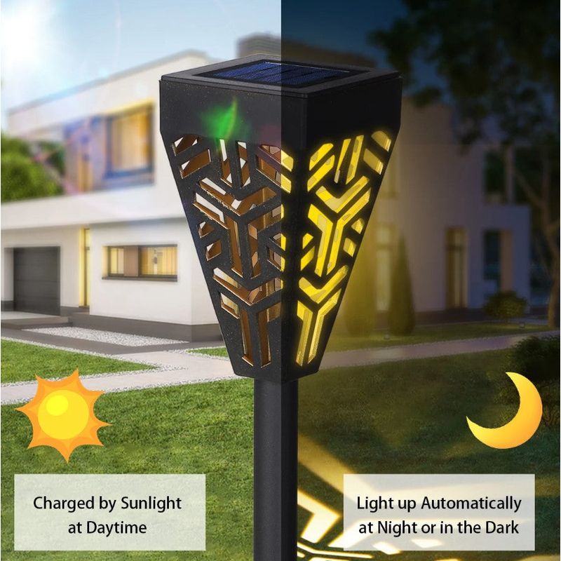 Casa si Gradina - Corpuri si surse de iluminat - Iluminat exterior - Lampi solare - Set cu 6 lampi solare decorative pentru gradina, 2 in 1, suspendata sau infipta, negru, cu lumina alba calda - Infinity.ro