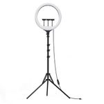 Casa si Gradina - Corpuri si surse de iluminat - Veioze si lampi - Lampadare - Lampa circulara LED 44cm, 18, cu intensitatea luminii reglabila, trepied si telecomanda, negru - Infinity.ro