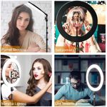 Casa si Gradina - Corpuri si surse de iluminat - Veioze si lampi - Lampadare - Lampa circulara LED 44cm, 18, cu intensitatea luminii reglabila, trepied si telecomanda, negru - Infinity.ro