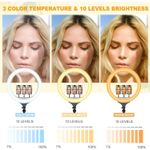 Casa si Gradina - Corpuri si surse de iluminat - Veioze si lampi - Lampadare - Lampa circulara LED 44cm, 18, cu intensitatea luminii reglabila, trepied si telecomanda, negru - Infinity.ro