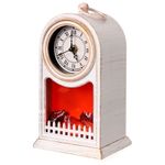 Casa si Gradina - Decoratiuni - Ceasuri - Veioza in Forma de Semineu cu Ceas, Plastic, Soclu E14, 40W, Model Retro - Alb - Infinity.ro