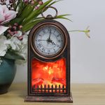 Casa si Gradina - Decoratiuni - Ceasuri - Veioza in Forma de Semineu cu Ceas, Plastic, Soclu E14, 40W, Model Retro - Alb - Infinity.ro