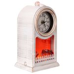 Casa si Gradina - Decoratiuni - Ceasuri - Veioza in Forma de Semineu cu Ceas, Plastic, Soclu E14, 40W, Model Retro - Alb - Infinity.ro