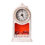 Casa si Gradina - Decoratiuni - Ceasuri - Veioza in Forma de Semineu cu Ceas, Plastic, Soclu E14, 40W, Model Retro - Alb - Infinity.ro