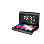 Laptop, Telefoane si Tablete - Telefoane mobile si accesorii - Accesorii Telefoane - Incarcatoare telefoane - Statie de incarcare wireless rapida 3 in 1, Display LCD, Ceas, alarma si temperaura, alimentare USB - Negru - Infinity.ro