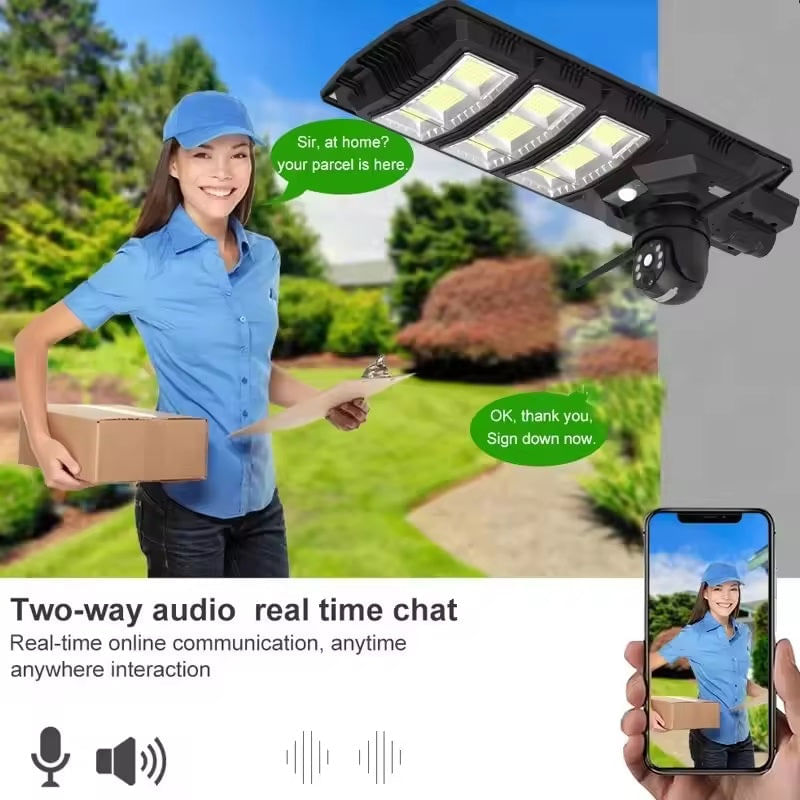 Casa si Gradina - Corpuri si surse de iluminat - Veioze si lampi - Lampadare - Lampa solara stradala 300W cu camera de supraveghere integrata si telecomanda negru - Infinity.ro