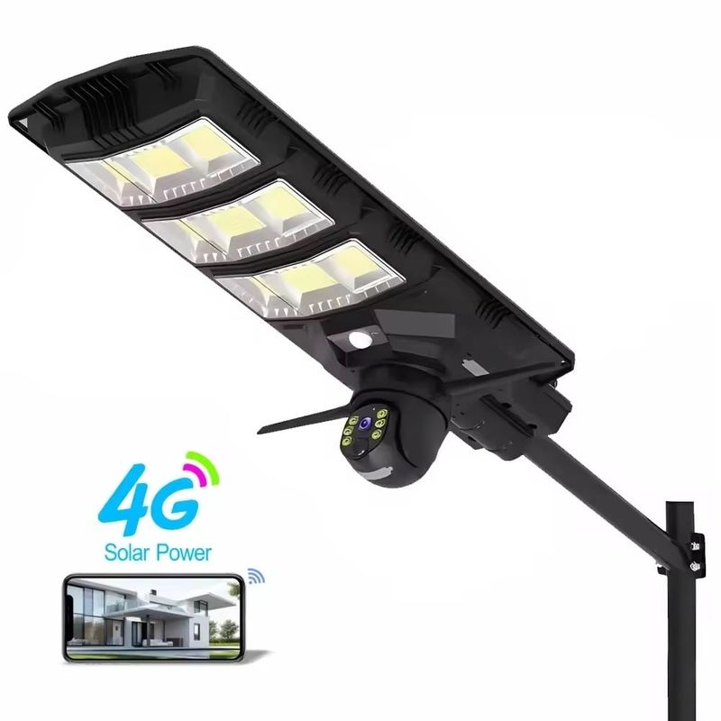 Casa si Gradina - Corpuri si surse de iluminat - Veioze si lampi - Lampadare - Lampa solara stradala 300W cu camera de supraveghere integrata si telecomanda negru - Infinity.ro