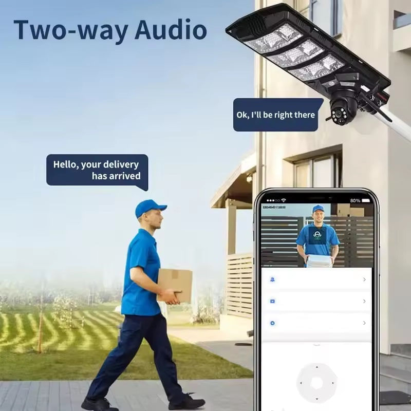 Casa si Gradina - Corpuri si surse de iluminat - Veioze si lampi - Lampadare - Lampa solara stradala 300W cu camera de supraveghere integrata si telecomanda negru - Infinity.ro