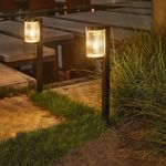 Casa si Gradina - Corpuri si surse de iluminat - Iluminat exterior - Lampi solare - Lampa Solara Decorativa pentru Gradina, IP65, 58 cm Inaltime, Negru - Infinity.ro