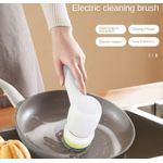 Market - Curatenie si intretinere casa - Produse menaj - Accesorii curatenie - Perie electrica multifunctionala, fara fir, cu 4 capete, incarcare USB, suport, alb-lila - Purple - Infinity.ro