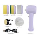 Market - Curatenie si intretinere casa - Produse menaj - Accesorii curatenie - Perie electrica multifunctionala, fara fir, cu 4 capete, incarcare USB, suport, alb-lila - White - Infinity.ro