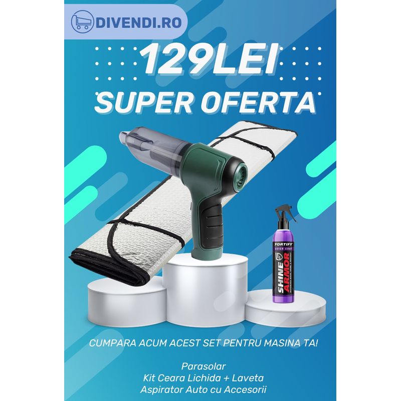 Electronice si Electrocasnice - Ingrijirea locuintei - Aspiratoare - Pachet promotional: Parasolar, Aspirator si Kit Ceara Lichida + Laveta - Infinity.ro