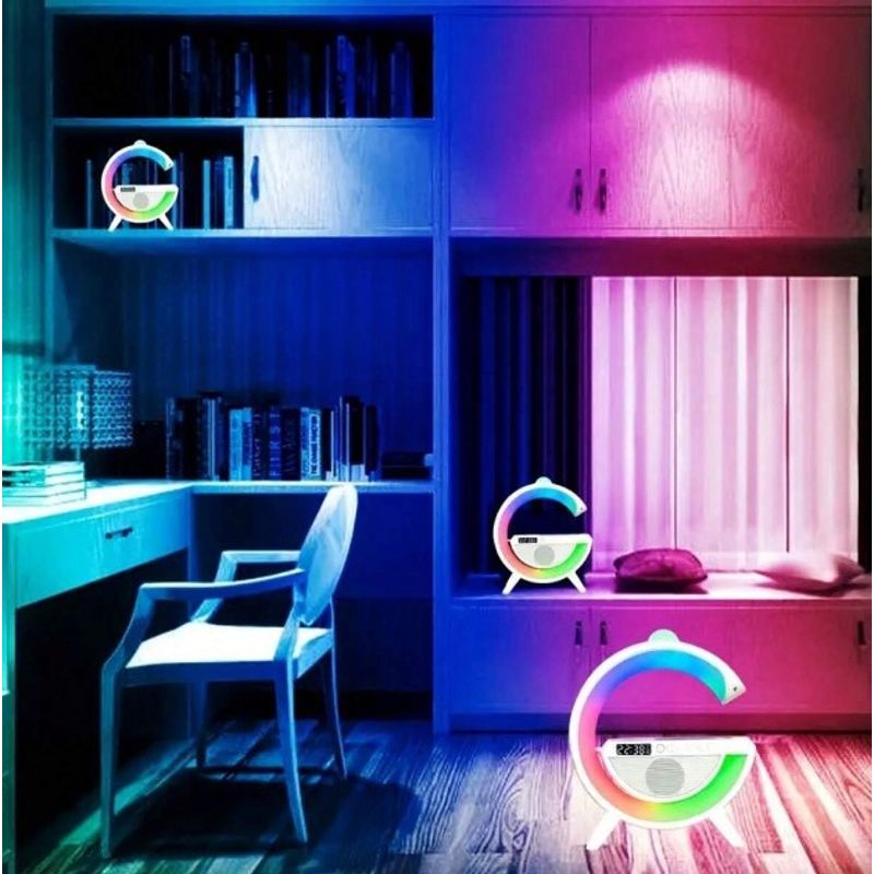 Casa si Gradina - Corpuri si surse de iluminat - Veioze si lampi - Lampadare - Statie Incarcare 3 in 1 cu lampa RGB, Wireless, Boxa Bluetooth, Ceas Digital - Infinity.ro