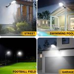 Casa si Gradina - Corpuri si surse de iluminat - Iluminat exterior - Lampi solare - Lampa solara stradala cu panou solar incorporat cu doua fete, cu inductie si telecomanda, 6500K, Negru - 200W - Infinity.ro