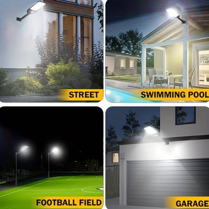 Casa si Gradina - Corpuri si surse de iluminat - Iluminat exterior - Lampi solare - Lampa solara stradala cu panou solar incorporat cu doua fete, cu inductie si telecomanda, 6500K, Negru - 200W - Infinity.ro