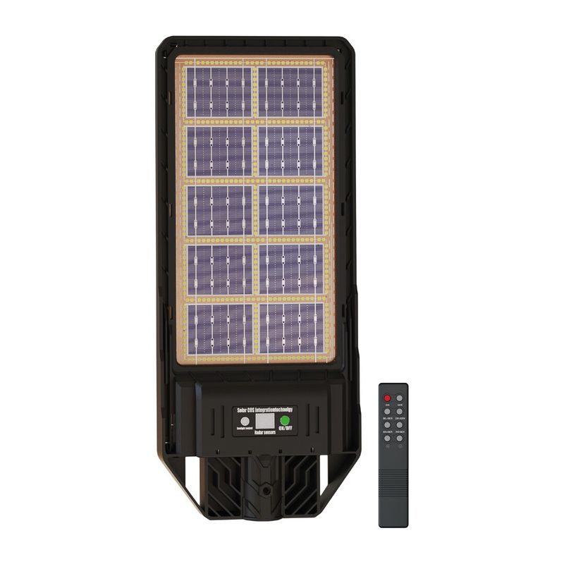 Casa si Gradina - Corpuri si surse de iluminat - Iluminat exterior - Lampi solare - Lampa solara stradala cu panou solar incorporat cu doua fete, cu inductie si telecomanda, 6500K, Negru - 200W - Infinity.ro