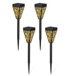 Casa si Gradina - Corpuri si surse de iluminat - Iluminat exterior - Lampi solare - Set cu 4 lampi solare decorative pentru gradina, 2 in 1, suspendata sau infipta, negru, cu lumina alba calda - Infinity.ro